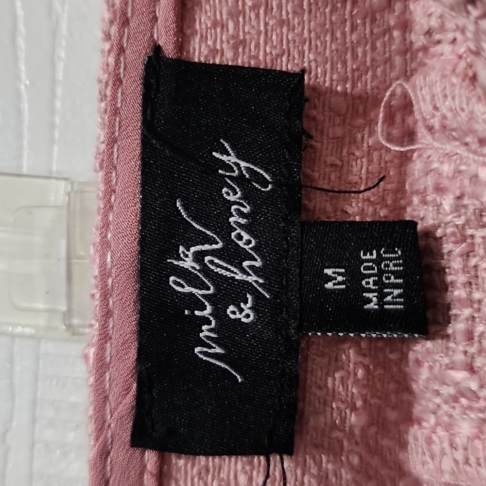 ⭐️Milk & honey pink tweed mini strapless dress size M - Picture 2 of 3
